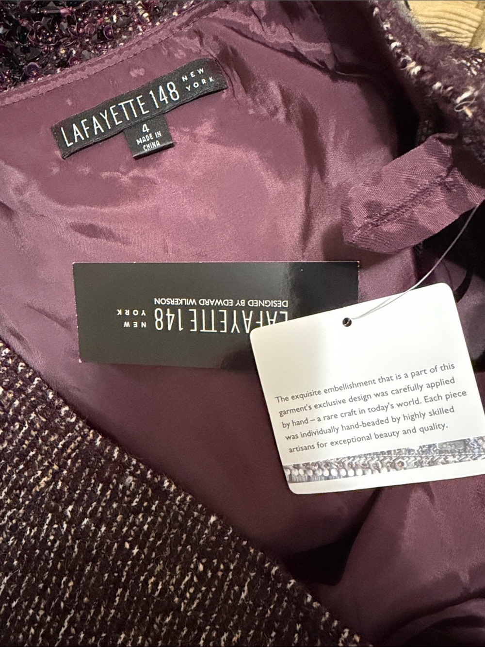 Lafayette 148 New York brown tweed hand beaded academia pencil wool skirt 4 - Picture 12 of 15